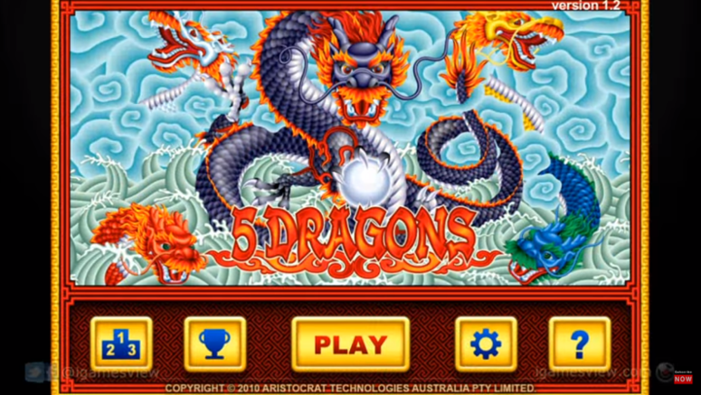 5 Dragons Pokie Machine Main Menu